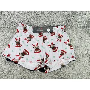 Santas Treasures 2pk Womens Sleep Boxer Shorts Gray Dogs & Black Size Medium